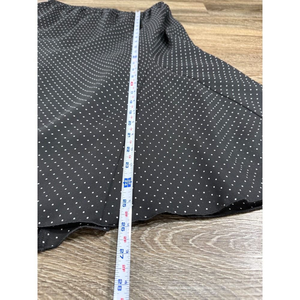 Black Polka Dot Chiffon Flared Midi Skirt Plus Size 14W Lined Retro Style Preppy - Picture 2 of 6